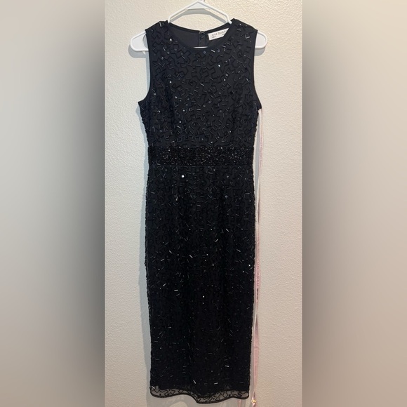 NWOT Mac Duggal Geometric Embellished Sleeveless A Line Black Dress Size 6 #8210 - Picture 5 of 12